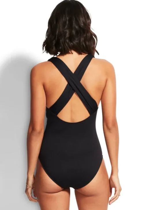 Fashion Seafolly Active Cross Back Swimsuit Black