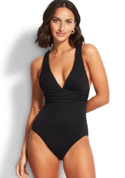 Fashion Seafolly Active Cross Back Swimsuit Black