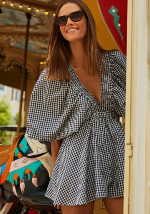 Clearance Sundress Alicia Jumpsuit Black Gingham