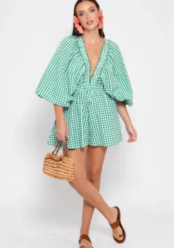 Online Sundress Alicia Jumpsuit Gingham Green