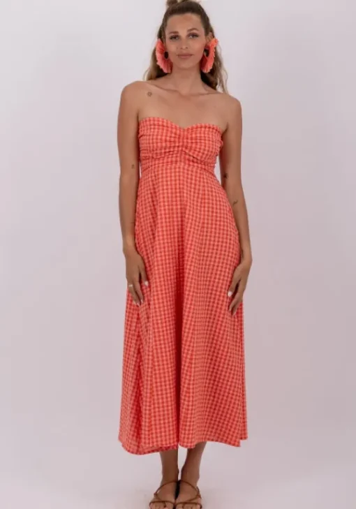 Clearance Sundress Amelie Dress Coral Gingham CoralGingham