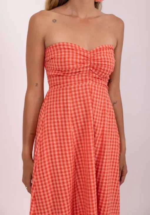 Clearance Sundress Amelie Dress Coral Gingham CoralGingham
