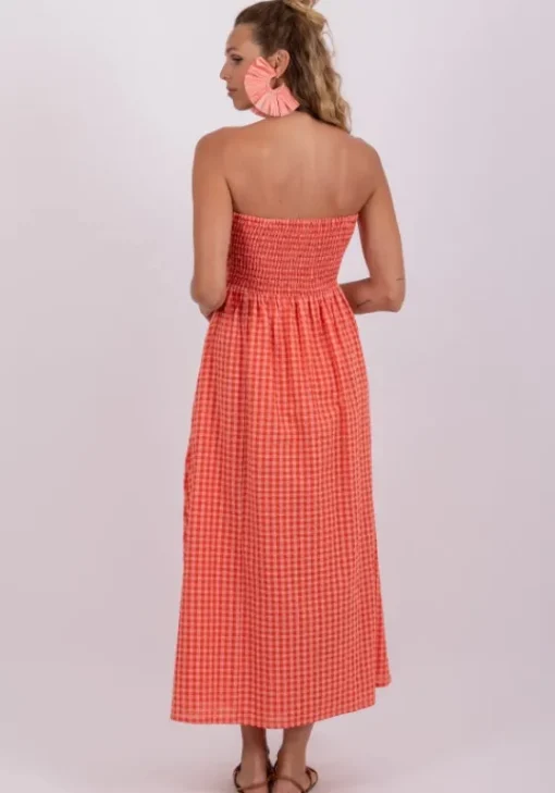 Clearance Sundress Amelie Dress Coral Gingham CoralGingham