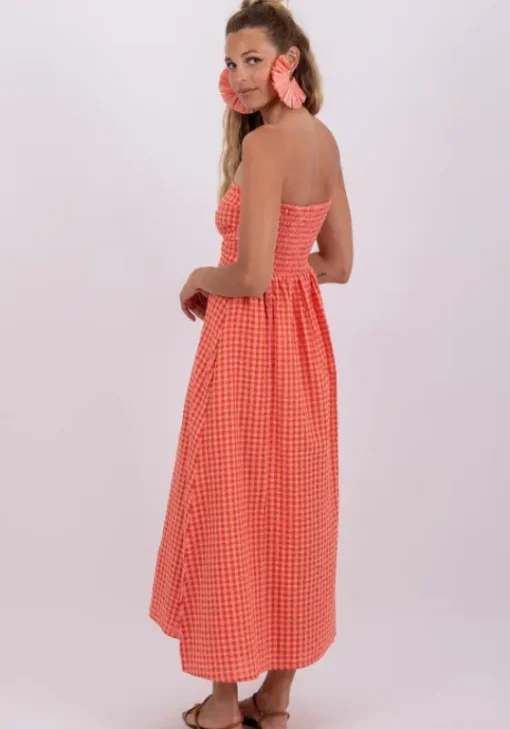 Clearance Sundress Amelie Dress Coral Gingham CoralGingham