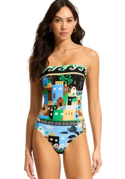 Hot Seafolly Atlantis Bandeau One Piece Ecru Atlantis Ecru