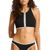 New Seafolly Beach Bound Zip Front Tank Bikini White/Black