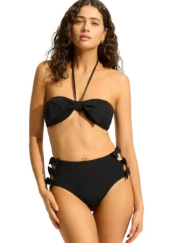 Discount Seafolly Beau Bandeau High Waisted Bikini Black