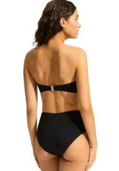 Discount Seafolly Beau Bandeau High Waisted Bikini Black