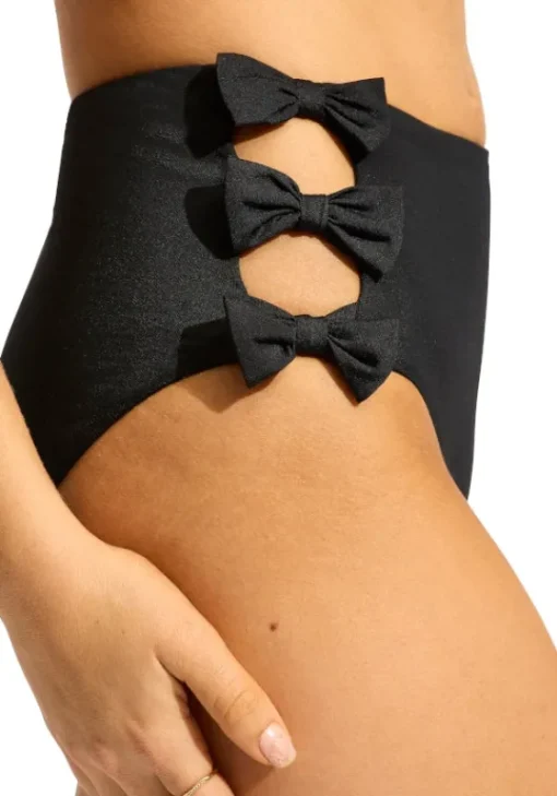 Discount Seafolly Beau Bandeau High Waisted Bikini Black