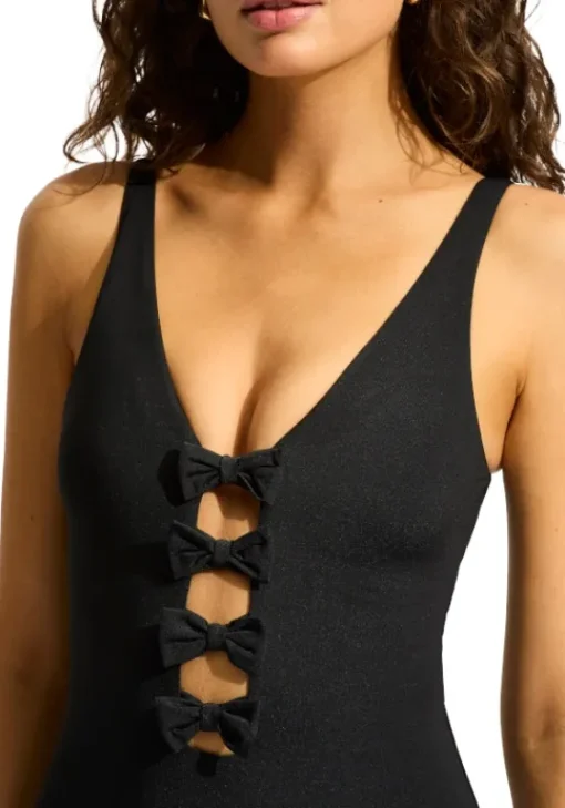 Clearance Seafolly Beau Front Swimsuit Black