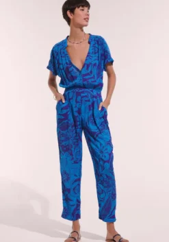 Hot Poupette St Barth Becky Jumpsuit Blue Gauguin