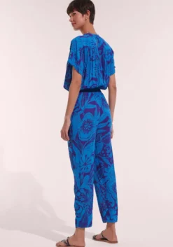 Hot Poupette St Barth Becky Jumpsuit Blue Gauguin