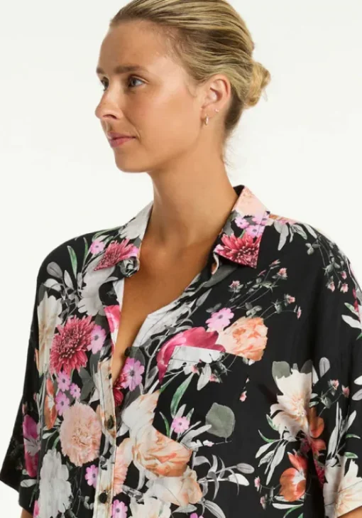 Discount Sea Level Belle Aloha Shirt Black Belle/Black