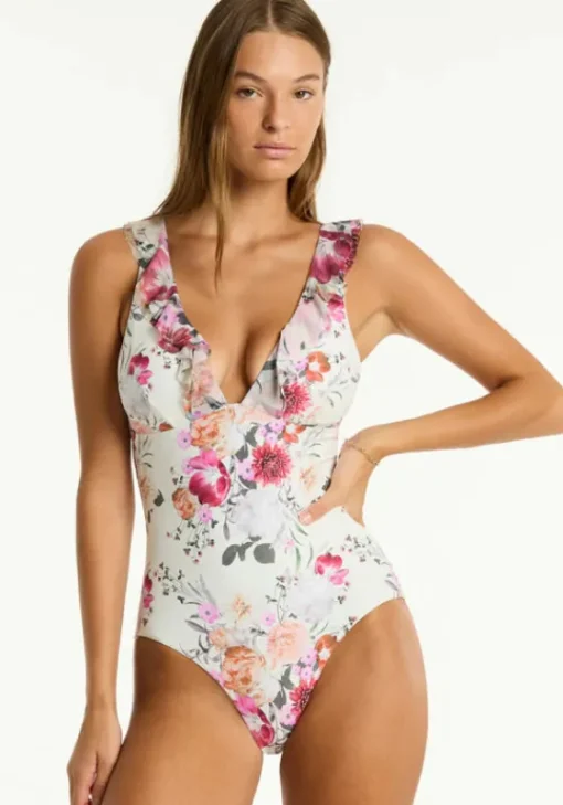 Sale Sea Level Belle Frill Swimsuit Belle/White