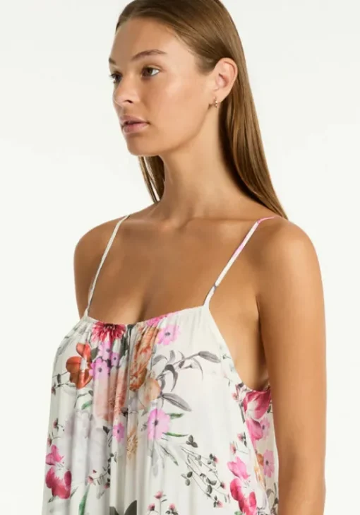 Clearance Sea Level Belle Tiered Maxi Sundress Belle/White