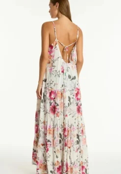 Clearance Sea Level Belle Tiered Maxi Sundress Belle/White