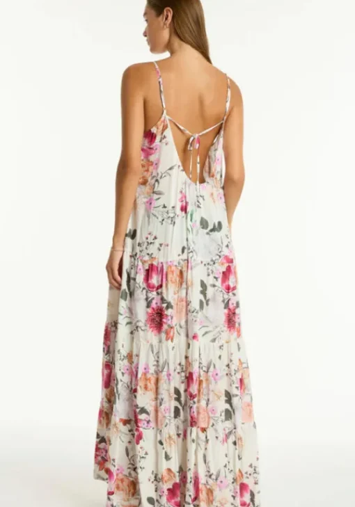 Clearance Sea Level Belle Tiered Maxi Sundress Belle/White