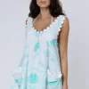 Discount Juliet Dunn Bellflower Low Back Dress Aqua Bellflower Aqua