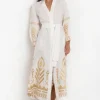 Fashion Greek Archaic Kori Belted Maxi Dress White
