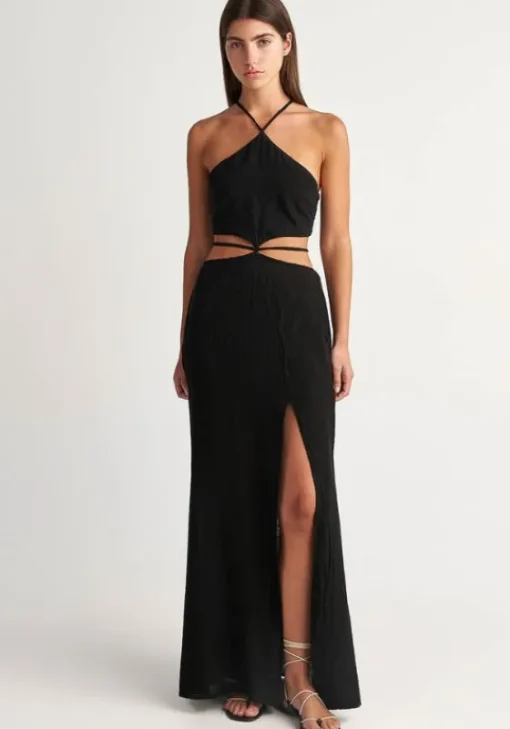 Online Pearl & Caviar Black Cut Out Dress