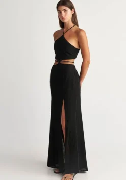 Online Pearl & Caviar Black Cut Out Dress