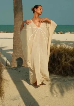 Fashion Pitusa Braided Front Kaftan Ecru
