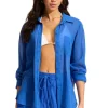 Outlet Seafolly Breeze Beach Shirt Azure