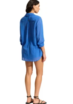Outlet Seafolly Breeze Beach Shirt Azure