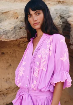 New Juliet Dunn Butterfly Blouson Dress Violet