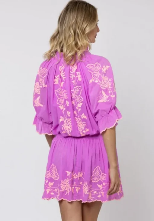 New Juliet Dunn Butterfly Blouson Dress Violet