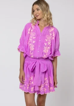 New Juliet Dunn Butterfly Blouson Dress Violet