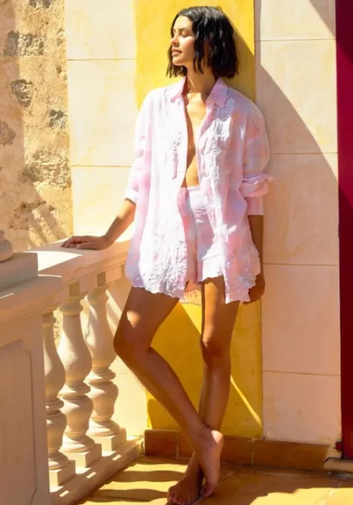 Online Juliet Dunn Butterfly Embroidery Shirt Pink