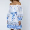 Clearance Juliet Dunn Cage Block Boho Dress Blue Cage Block Blue