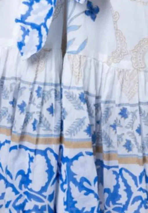Clearance Juliet Dunn Cage Block Boho Dress Blue Cage Block Blue