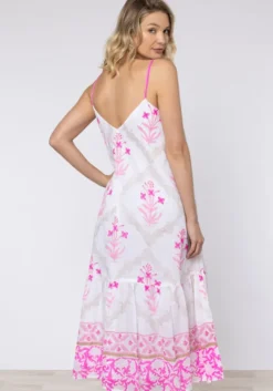 Online Juliet Dunn Cage Block V Neck Midi Dress Pink Pink Cage Block