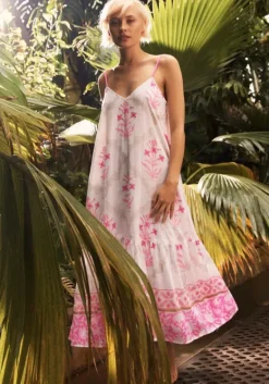 Online Juliet Dunn Cage Block V Neck Midi Dress Pink Pink Cage Block