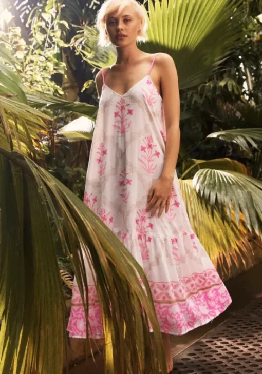 Online Juliet Dunn Cage Block V Neck Midi Dress Pink Pink Cage Block