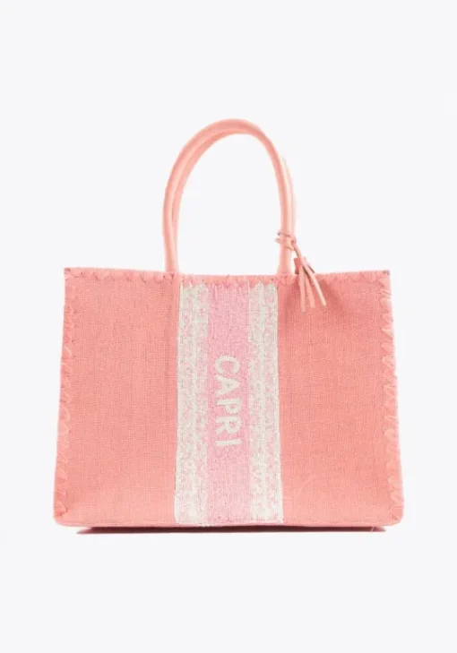 Outlet De Siena Capri Jute Tote Pink