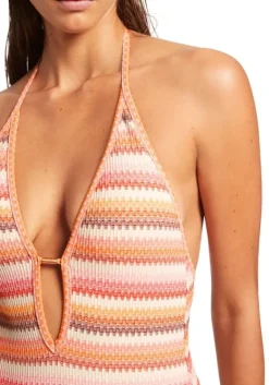 Clearance JETS Swimwear Capri Stripe V Neck Swimsuit
