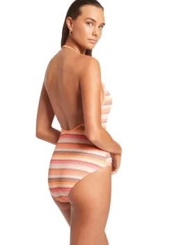Clearance JETS Swimwear Capri Stripe V Neck Swimsuit
