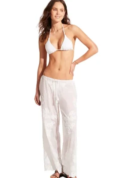 Clearance Seafolly Casablanca Embroidered Beach Trousers White