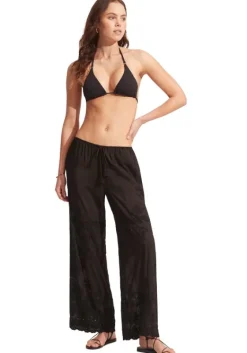 Discount Seafolly Casablanca Embroidered Beach Trousers Black