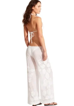 Clearance Seafolly Casablanca Embroidered Beach Trousers White
