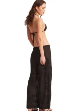 Discount Seafolly Casablanca Embroidered Beach Trousers Black