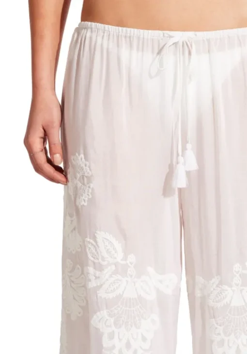 Clearance Seafolly Casablanca Embroidered Beach Trousers White