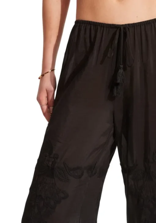 Discount Seafolly Casablanca Embroidered Beach Trousers Black