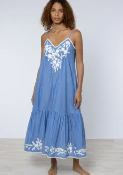 Discount Juliet Dunn Chambray V Neck Dress Denim