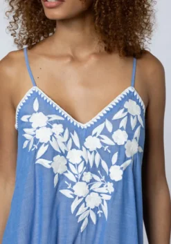 Discount Juliet Dunn Chambray V Neck Dress Denim