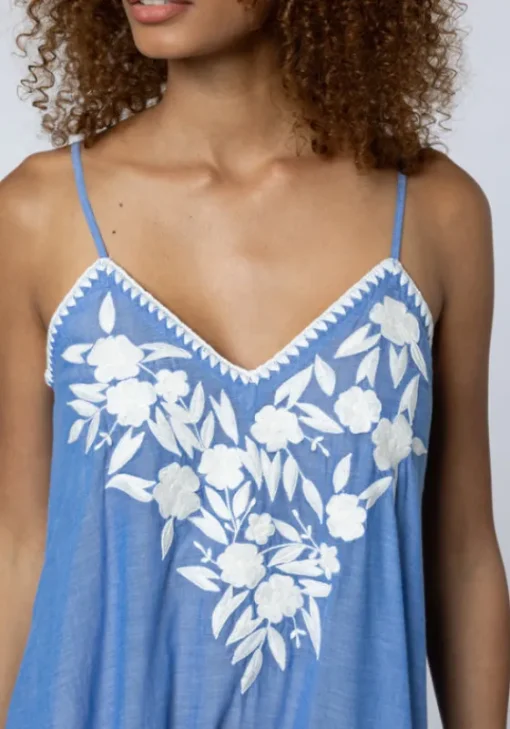 Discount Juliet Dunn Chambray V Neck Dress Denim