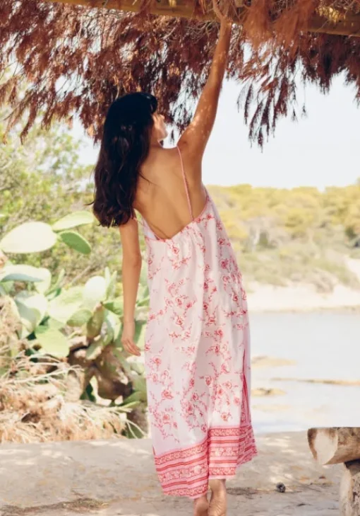 Clearance Juliet Dunn Cherry Blossom Strappy Maxi Dress CherryBlossom